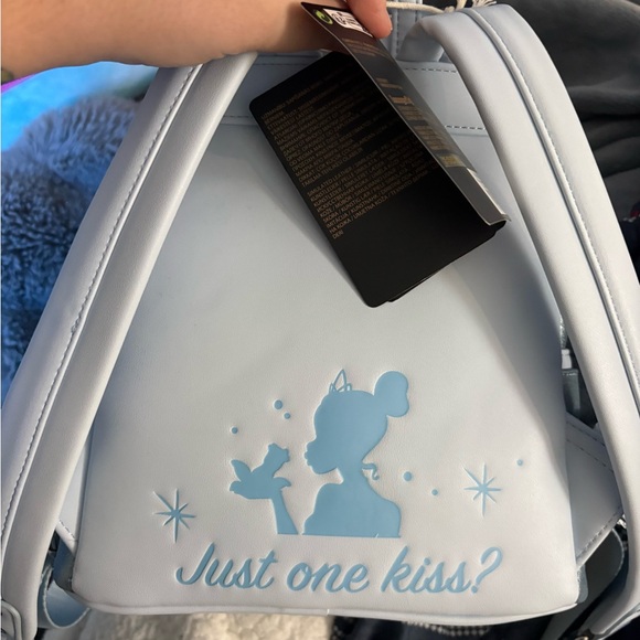 Loungefly Tiana Metallic Silver Backpack with Blue Gem - Picture 2 of 5